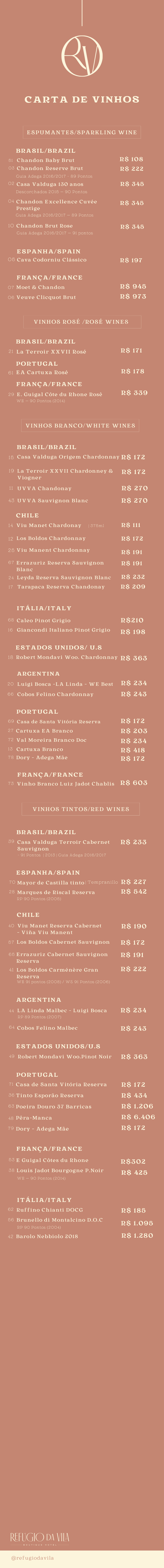 Carta de Vinhos 